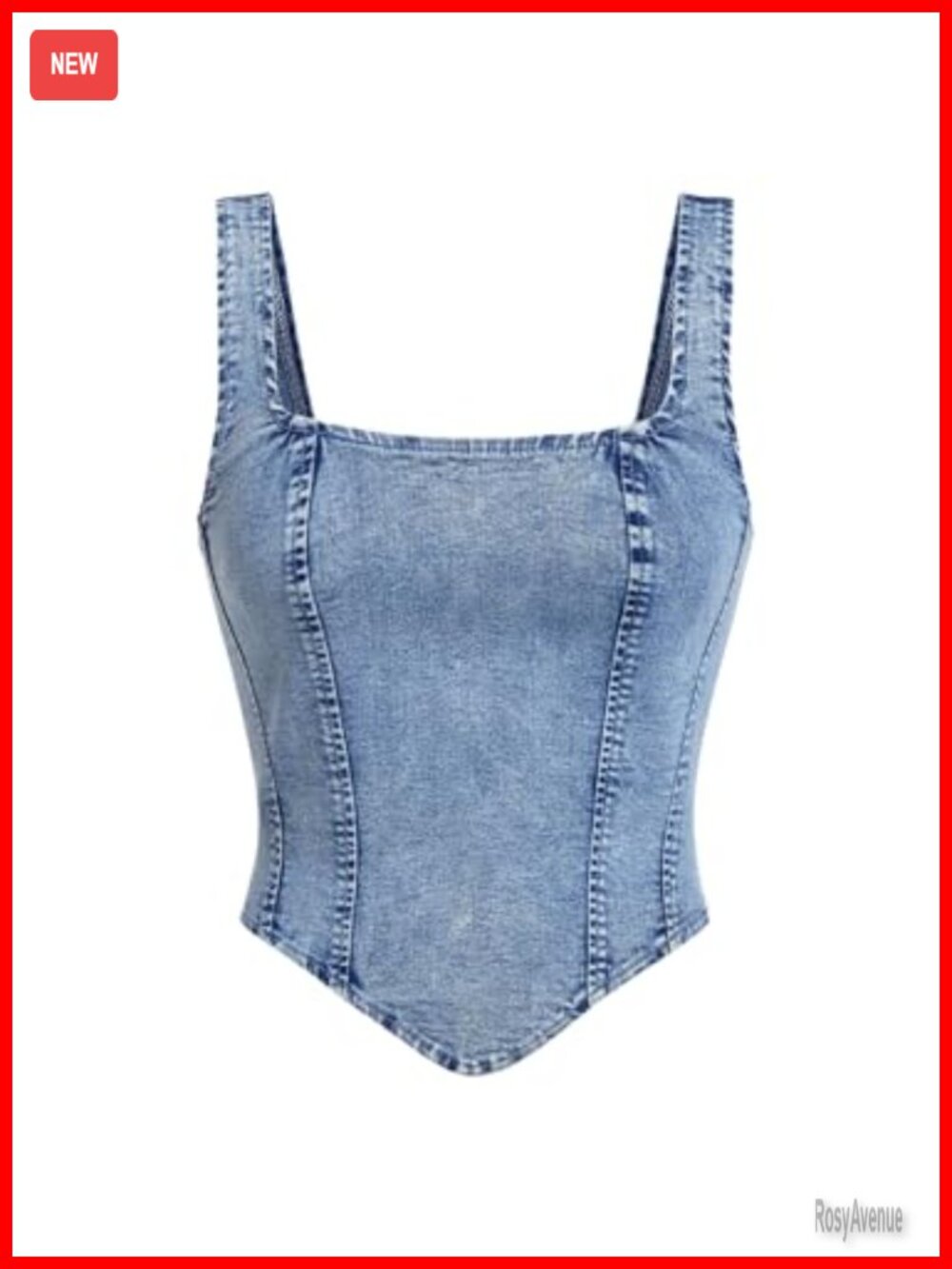 Denim Corset Tank Top Crop Sleeveless Zip Back Y2K Streetwear